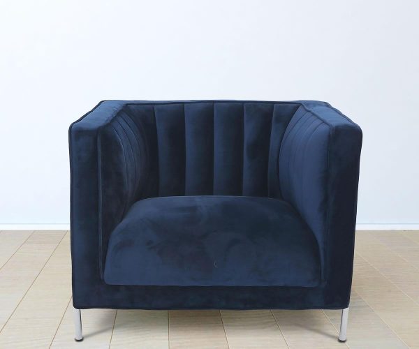 Blue Rich Soft Suede Fabric Chair- Model Arthur Online Hot Sale