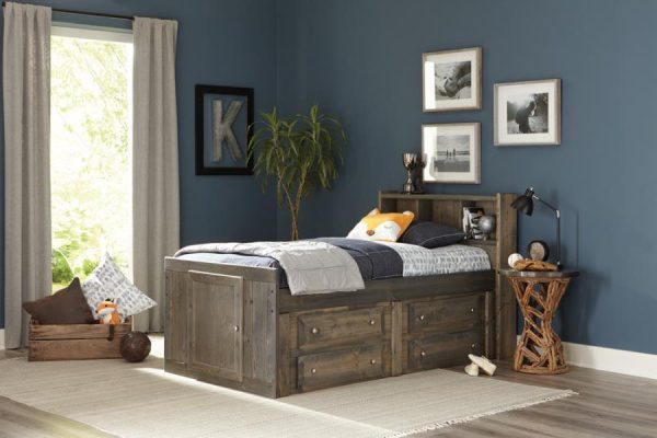 Wrangle Hill - Wood Twin Storage Bookcase Bed - Gunsmoke Online Sale