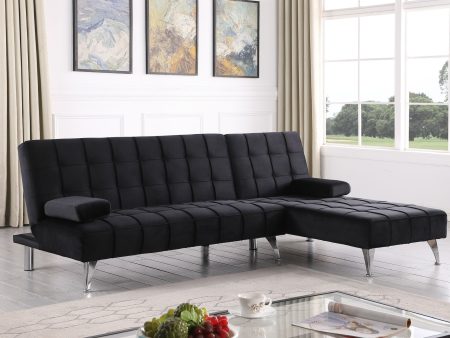 Black Velvet Sofa Bed - Pieces Can Be Separated- Model Luna Online now