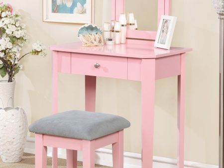 Pink Slim Design Storage Vanity Set- Includes High Quality Foam Stool- Model 8137PK Fashion