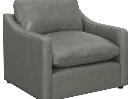 Grayson - Leather Upholstered Sloped Arm Accent Chair - Gray Online