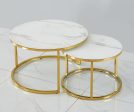 White Marble Glass Coffee Table with Gold Legs- Model Carina Fashion