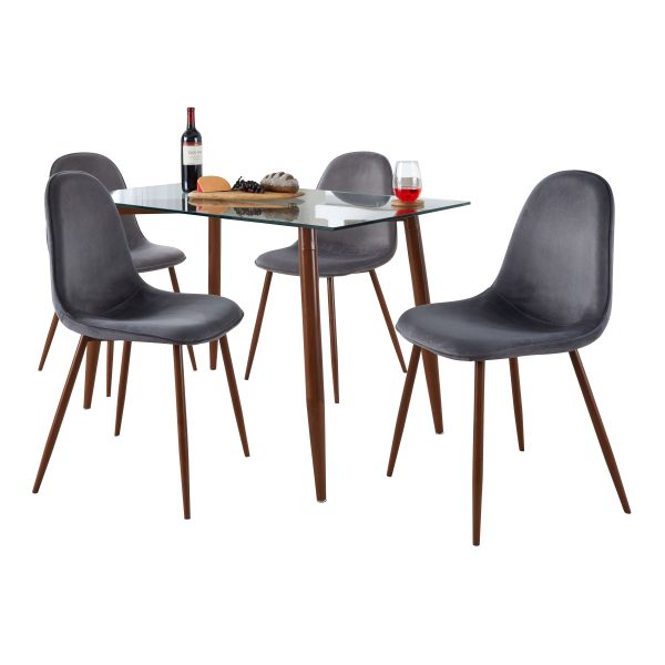 Clara Pebble - 5 Piece Mid Century Modern Dining Set For Discount