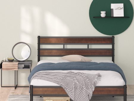 Roman Bamboo and Metal Platform Bed Frame Online Sale