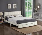 White Leather Storage Bed - Double or Queen- Model #5482 For Sale