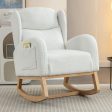 Teddy Fabric Rocking Chair With Packet Wood Legs - Ivory Cheap