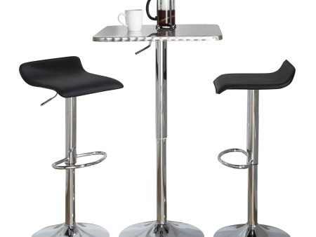 Ale - 3 Piece Bar Set Bistro Square Contemporary Adjustable Oval Footrest Cheap