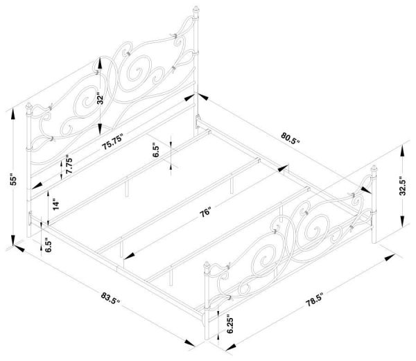 Parleys - Metal Eastern King Open Frame Bed - Dark Bronze For Sale