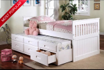 White Wood Captain Trundle Day Bed- With 3 Pull Out Drawers- Model #314 For Cheap