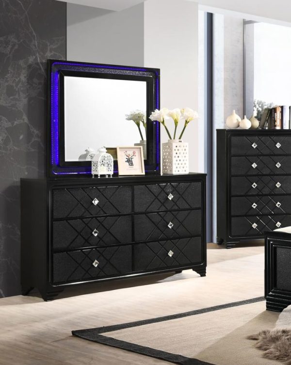 Penelope - 6-Drawer Dresser With Mirror - Midnight Star Online Hot Sale