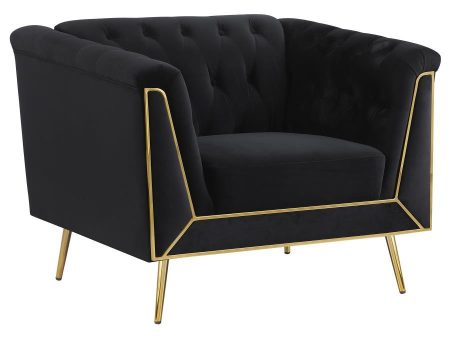 Holly - Tuxedo Arm Tufted Back Chair - Black For Sale