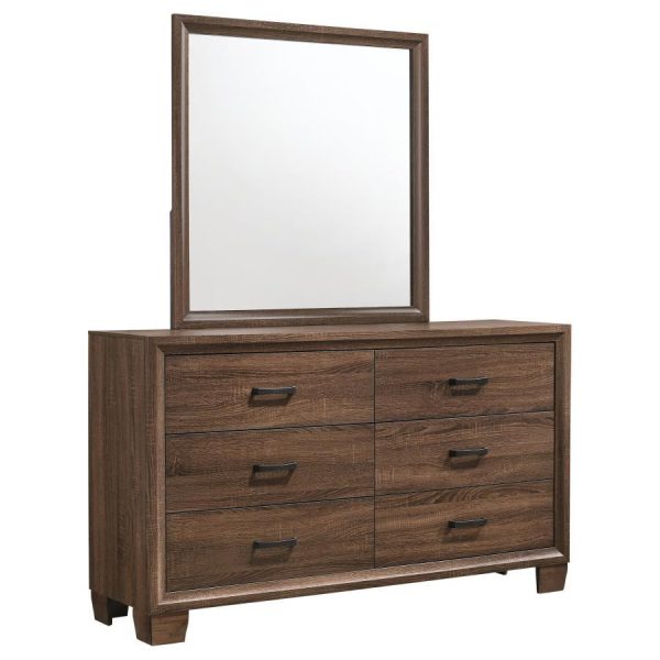 Brandon - 6-Drawer Dresser With Mirror - Warm Brown Online