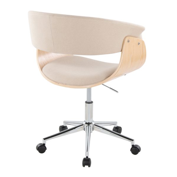 Vintage Mod - Mid-Century Modern Office Chair - Chrome   Natural   Cream Online now