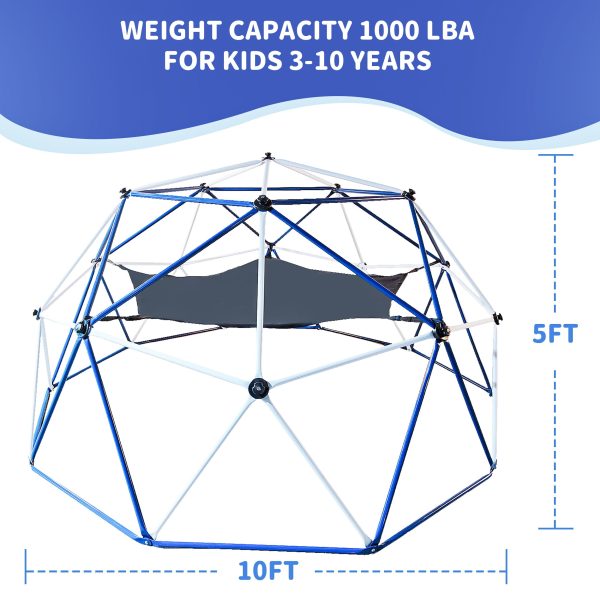 10Ft Climbing Dome For Kids Jungle Gym Apply To Park Dome Climber With Hammock Playground Equipment - Colorful on Sale