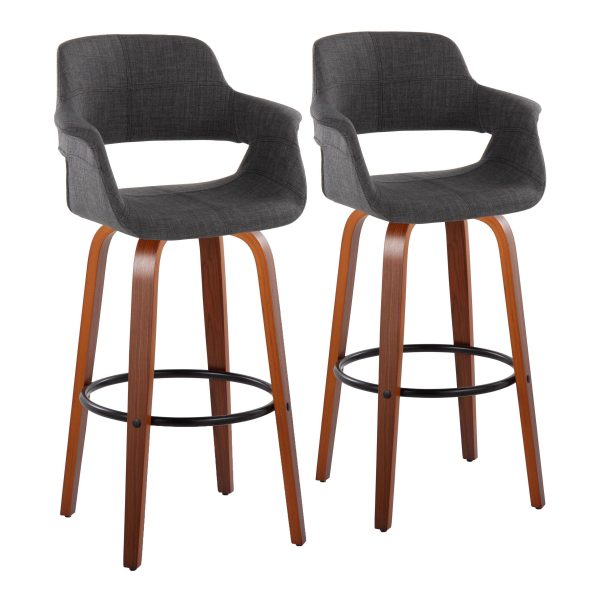 Vintage Flair - Mid Century Modern Fixed Height Barstool With Swivel With Round Footrest (Set of 2) For Cheap