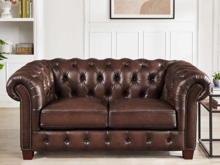 Versailles - Leather Loveseat - Caramel Online Sale