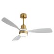 Wood Ceiling Fan With 3 Solid Wood Blades Remote Control Reversible Dc Motor For Living Room - Gold Fashion