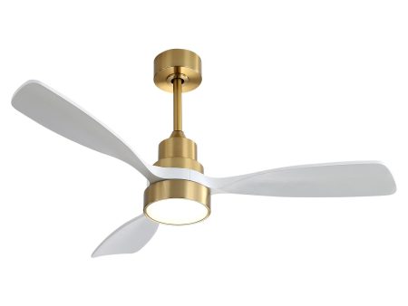 Wood Ceiling Fan With 3 Solid Wood Blades Remote Control Reversible Dc Motor For Living Room - Gold Fashion