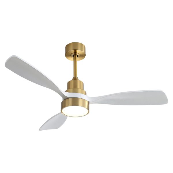 Wood Ceiling Fan With 3 Solid Wood Blades Remote Control Reversible Dc Motor For Living Room - Gold Fashion