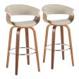 Vintage Mod - Mid Century Modern Fixed Height Barstool With Swivel With Round Footrest (Set of 2) Online now