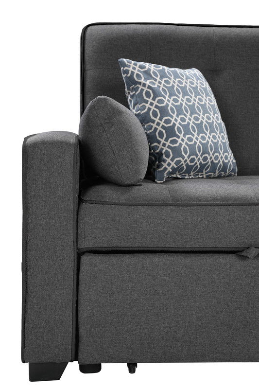 William - Modern Fabric Sleeper Sofa With 2 USB Charging Ports And 4 Accent Pillows - Gray Online now