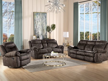 Zubaida - Two Tone Velvet 3 Piece Recliner Living Room Set For Cheap