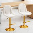 Velvet Swive Bar Stools Adjustable Counter Height Bar Chairs With Back Gold Base Modern Stool Chair For Kitchen Island Dining Room (Set of 2) - White Online now