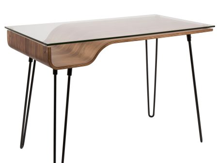 Avery - Mid-Century Modern Desk - Walnut   Clear   Black Online