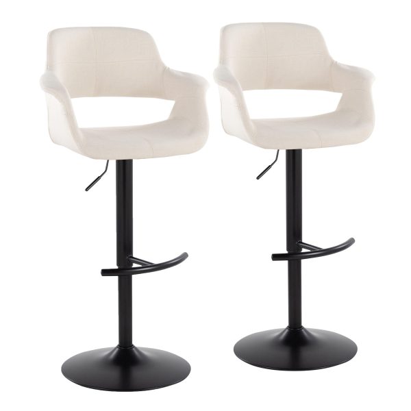 Vintage Flair - Mid Century Modern Adjustable Barstool With Swivel & Rounded T Footrest (Set of 2) Online