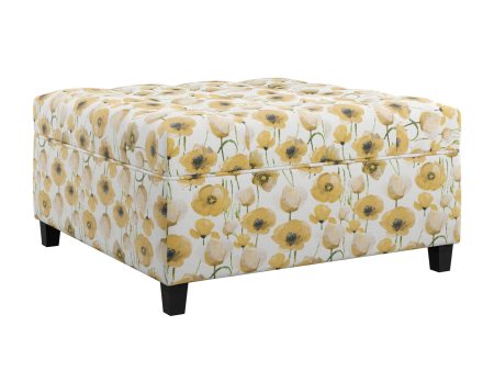 Foria - Floral Storage Ottoman - Yellow Fashion