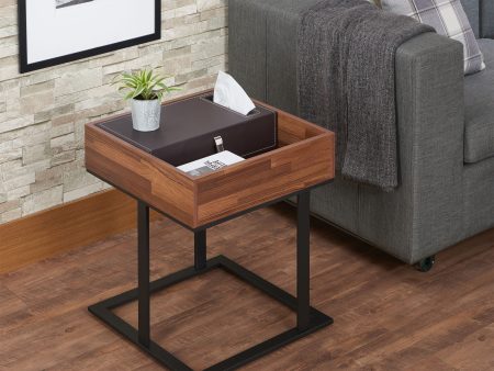 Sara II - Accent Table With Espresso PU Decor - Walnut   Sandy Black Online Hot Sale