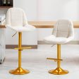 Velvet Swive Bar Stools Adjustable Counter Height Bar Chairs With Back Gold Base Modern Stool Chair For Kitchen Island Dining Room (Set of 2) - White Online now