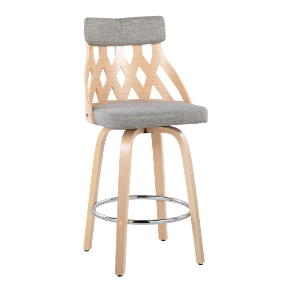 York - Mid-Century Modern Counter Stool - Natural   Light Gray Online