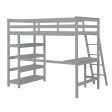 Loft Bed Twin With Desk, Ladder, Shelves - Gray Hot on Sale