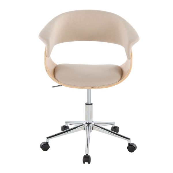 Vintage Mod - Mid-Century Modern Office Chair - Chrome   Natural   Cream Online now