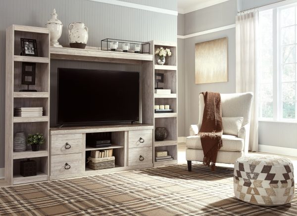 Willowton - Whitewash - 4-Piece Entertainment Center Online now