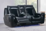 Clark - Blanche   Velvet Power Reclining Sofa With LED - Black Sale