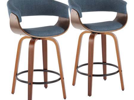 Vintage Mod - Mid Century Modern Fixed Height Counter Stool & Swivel With Round Footrest (Set of 2) For Cheap