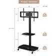 Height And Angle Adjustable Multi-Function Tempered Glass Metal Frame Floor With Lockable Wheels Mobile TV Stand, Lcd   Plasma TV Bracket 2 Tier Tempered Glass Shelves For Multiple Media Devices - Black on Sale