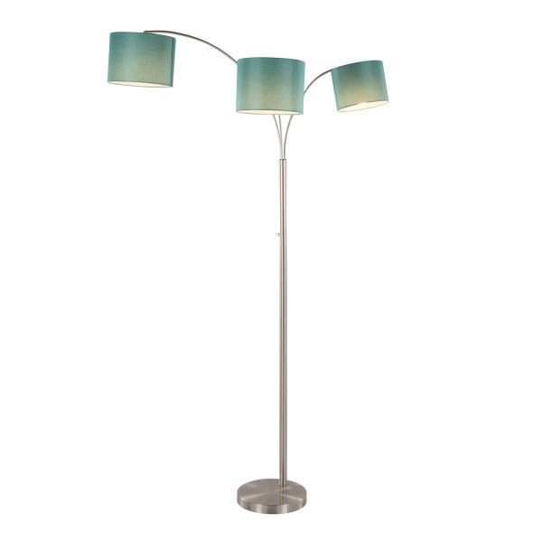 Willow - Trio Contemporary Floor Lamp - Nickel   Turquoise Online Hot Sale