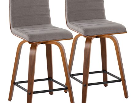 Vasari - Mid Century Modern Fixed Height Counter Stool With Swivel With Square Footrest (Set of 2) Sale