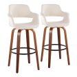 Vintage Flair - Mid Century Modern Fixed Height Barstool With Swivel With Round Footrest (Set of 2) For Cheap