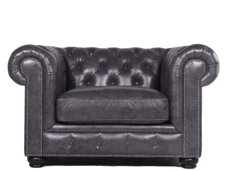 Traditional Tufted Leather Chesterfield Nailhead Chair Cheap