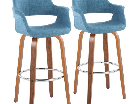 Vintage Flair - Mid Century Modern Fixed Height Barstool With Swivel & Round Footrest (Set of 2) For Cheap