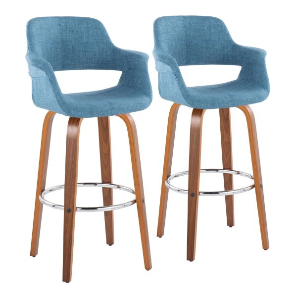 Vintage Flair - Mid Century Modern Fixed Height Barstool With Swivel & Round Footrest (Set of 2) For Cheap