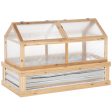 Outsunny - Raised Garden Bed With Polycarbonate Greenhouse, Wooden Garden Cold Frame Greenhouse, Flower Planter Protection, 48  x 24  x 32  - Natural Hot on Sale