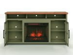 Vineyard - 74  Fireplace TV Stand Console For TVs Up To 85  - Sage Green And Fruitwood Online now