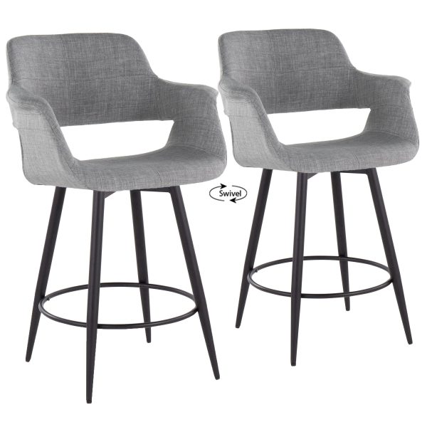 Vintage Flair - Mid Century Modern Fixed Height Counter Stool With Swivel With Round Footrest (Set of 2) For Discount