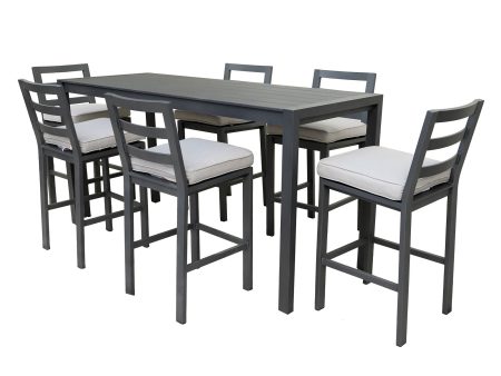 7 Piece Aluminum Outdoor Bar Set - Pewter Online