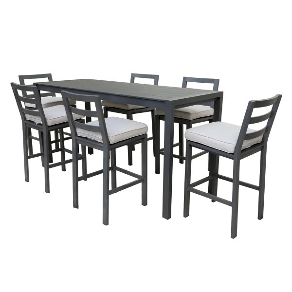 7 Piece Aluminum Outdoor Bar Set - Pewter Online